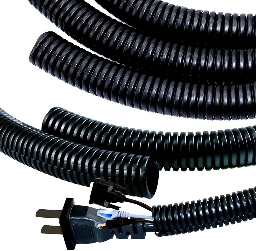 PA PP PE Flexible Wire Loom Plastic Corrugated Conduit Black Tube